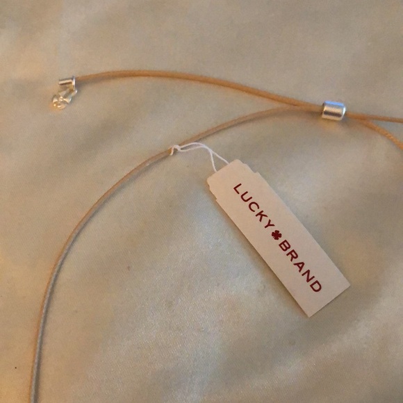 Lucky Brand Silver Tone Puffy Heart Slider Pendant Necklace Cord Detailing NWT - Picture 4 of 11